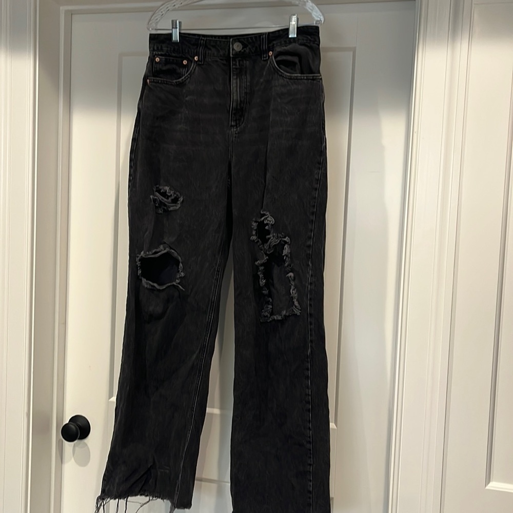Garage Baggy High waisted ripped black jeans